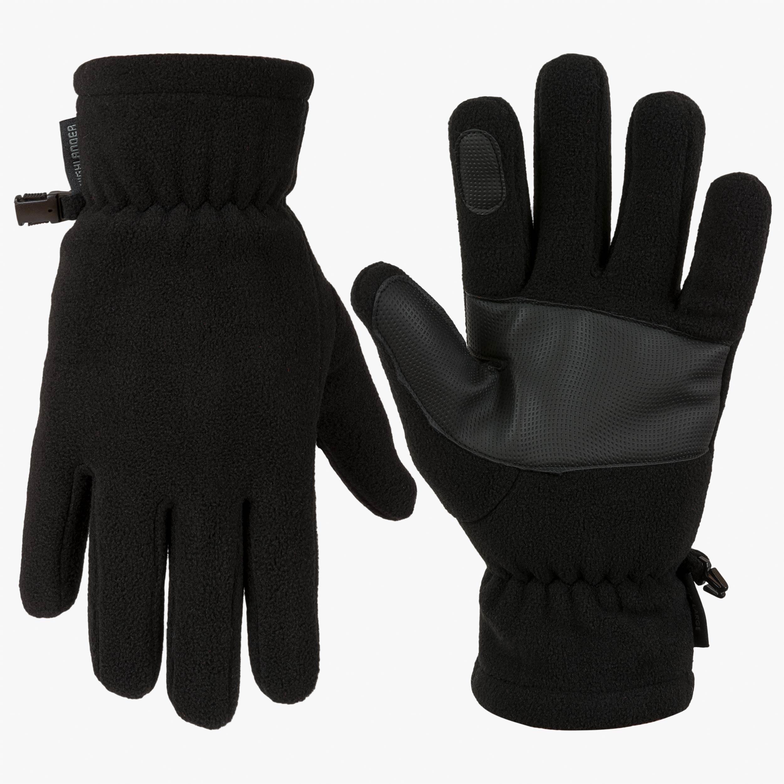 Highlander Polar Fleece guanti pile neri grip palmo