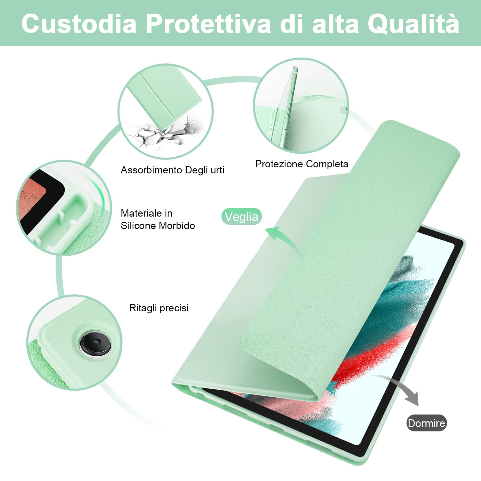 LAMA Cover Tastiera Galaxy Tab A8 10.5 Verde