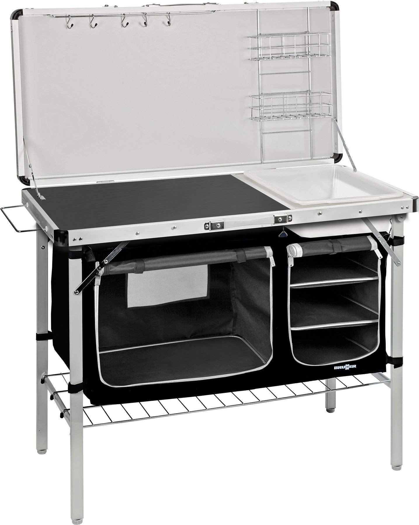 Brunner Drive In mobile cucina pieghevole nero con lavello