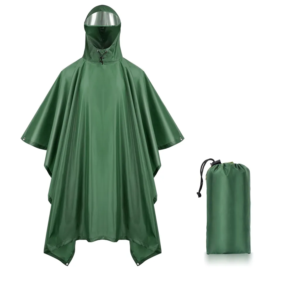 Lama poncho impermeabile verde tesa trasparente