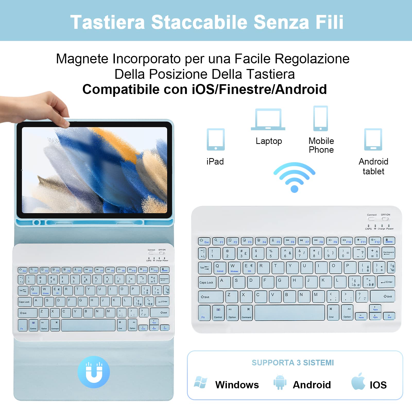 LAMA custodia tastiera Galaxy Tab A8 10,5 blu