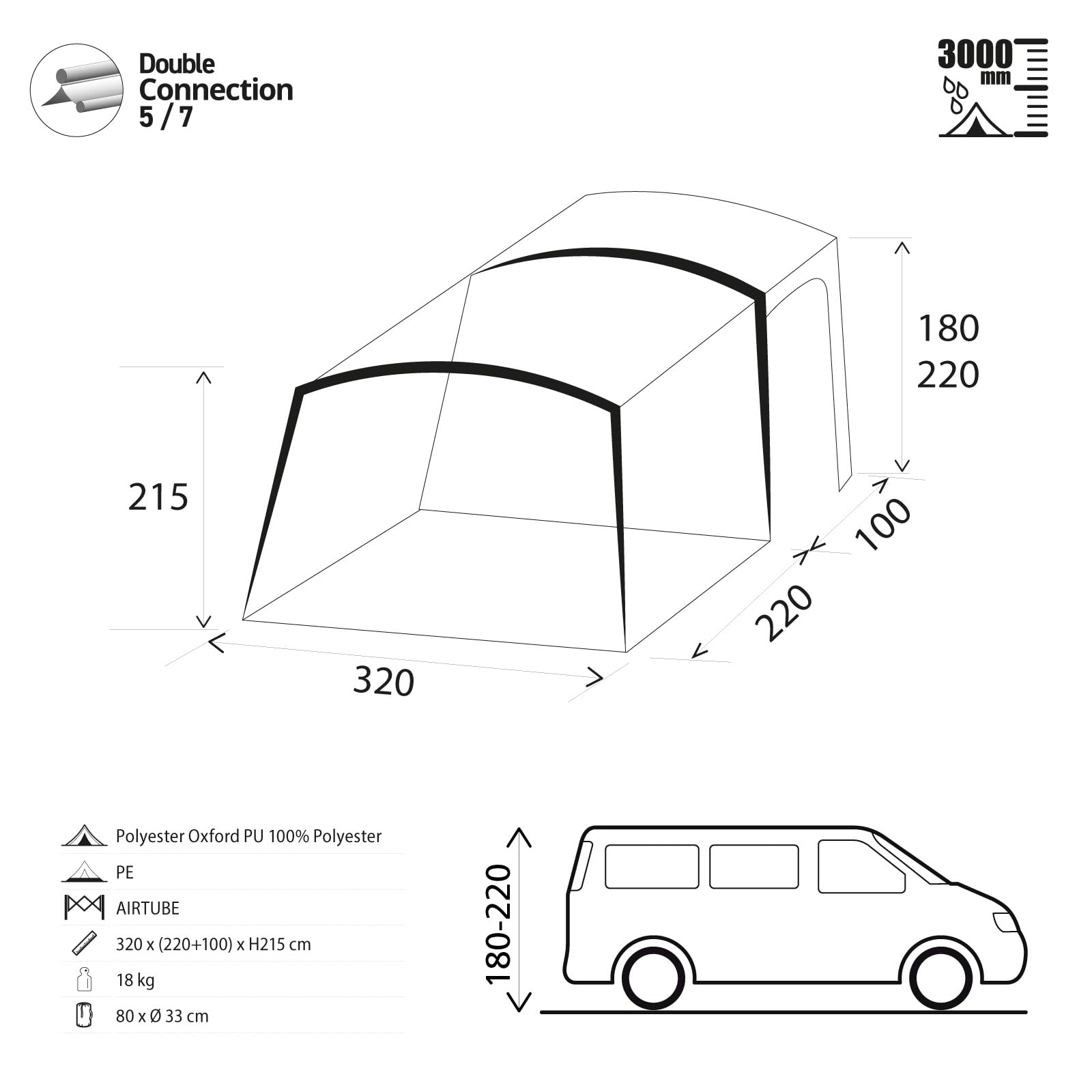 Brunner A.I.R. Tech Trails LC tenda van gonfiabile 2 archi