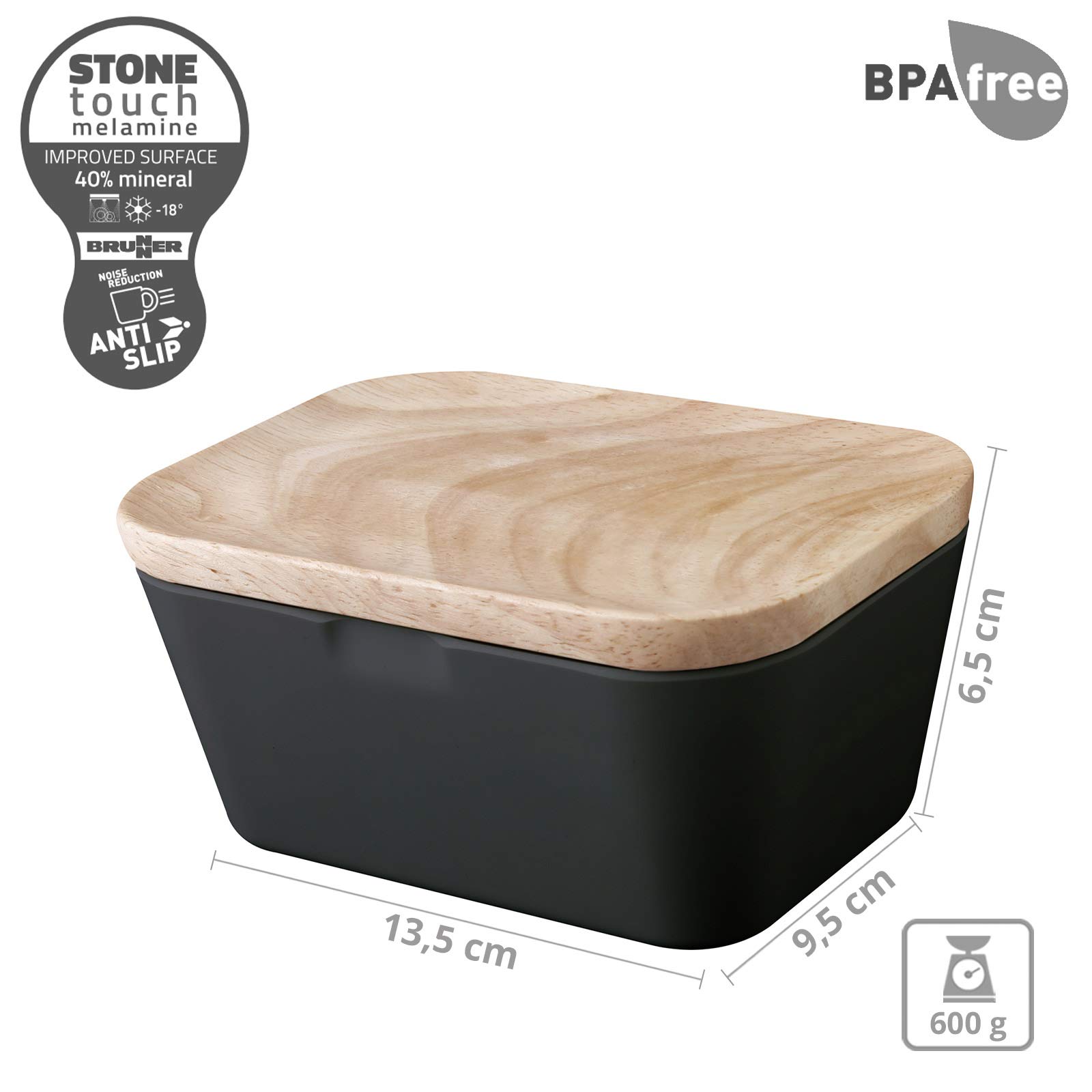 Brunner 0830099N.C1M burriera melamina nera bambù
