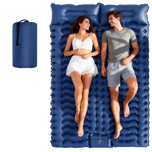 LAMA Doppio Materassino Campeggio Gonfiabile Blu Navy 195x125x10 cm