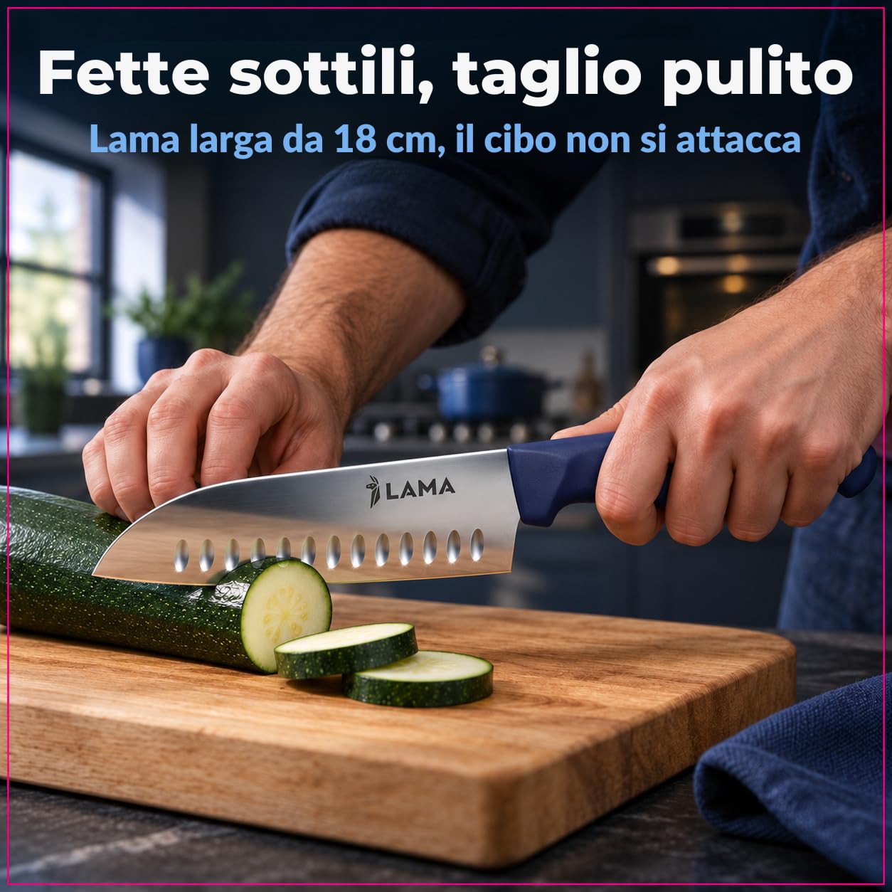 Lama Indaco 18 cm coltello santoku giapponese acciaio