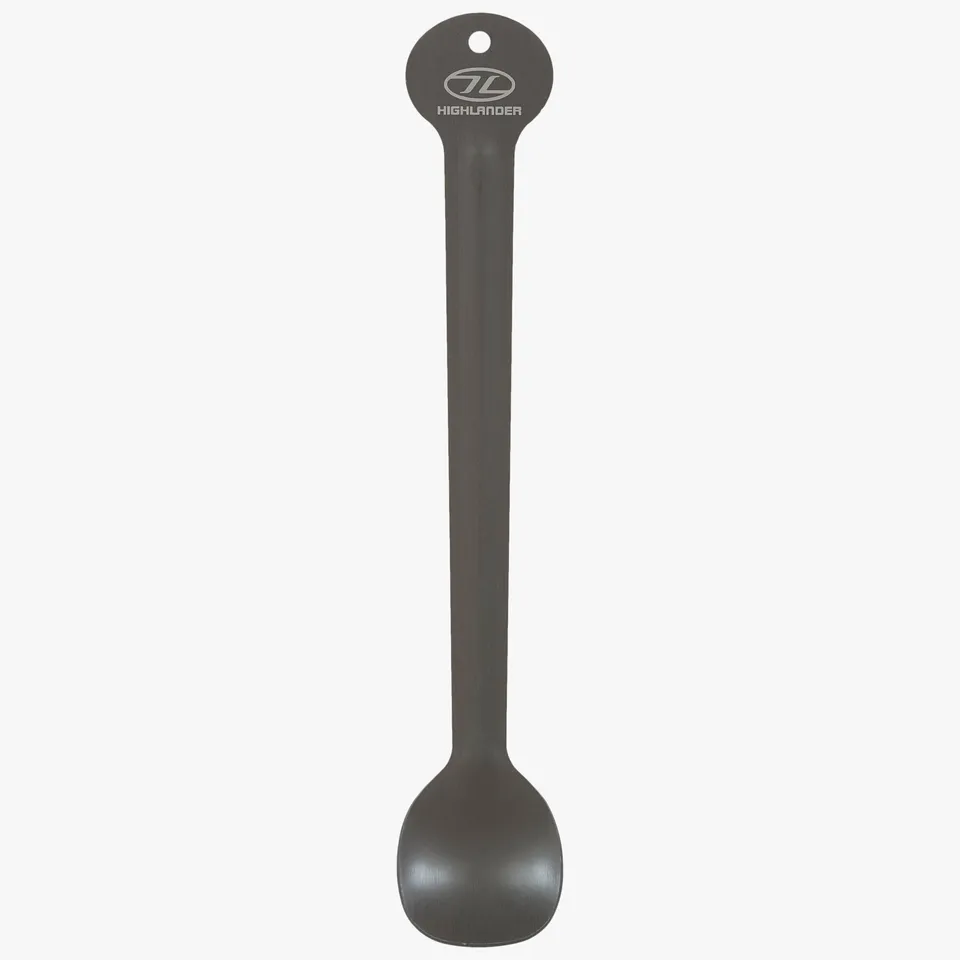 Highlander Cucchiaio Lungo Campeggio Alluminio Nero 15g