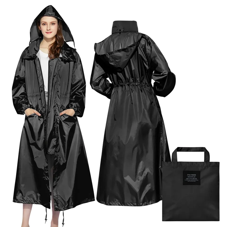 LAMA impermeabile lungo donna nero con cappuccio