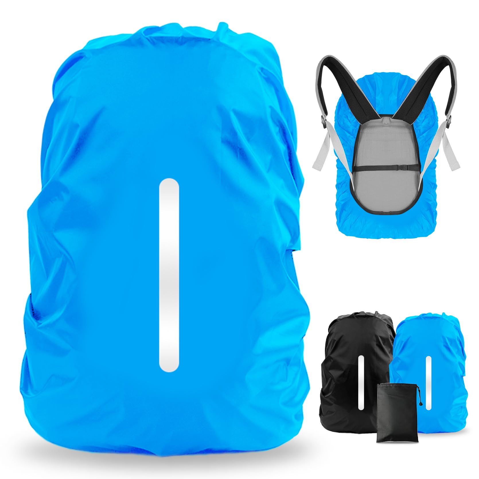 LAMA Coprizaino Antipioggia L 41-55L Nero Blu nylon