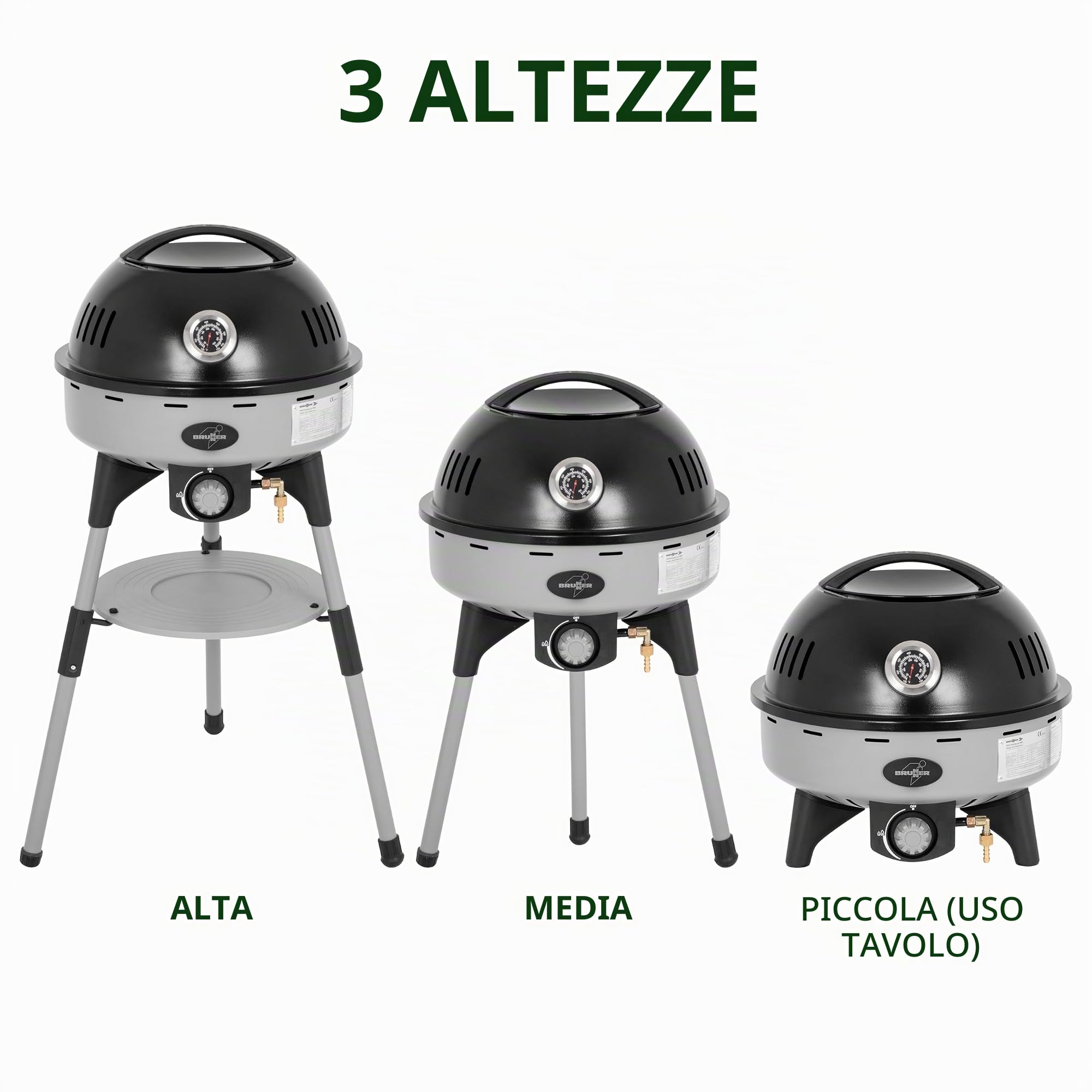 Brunner BBQRuiser HT grill a gas portatile 4 kW con gambe