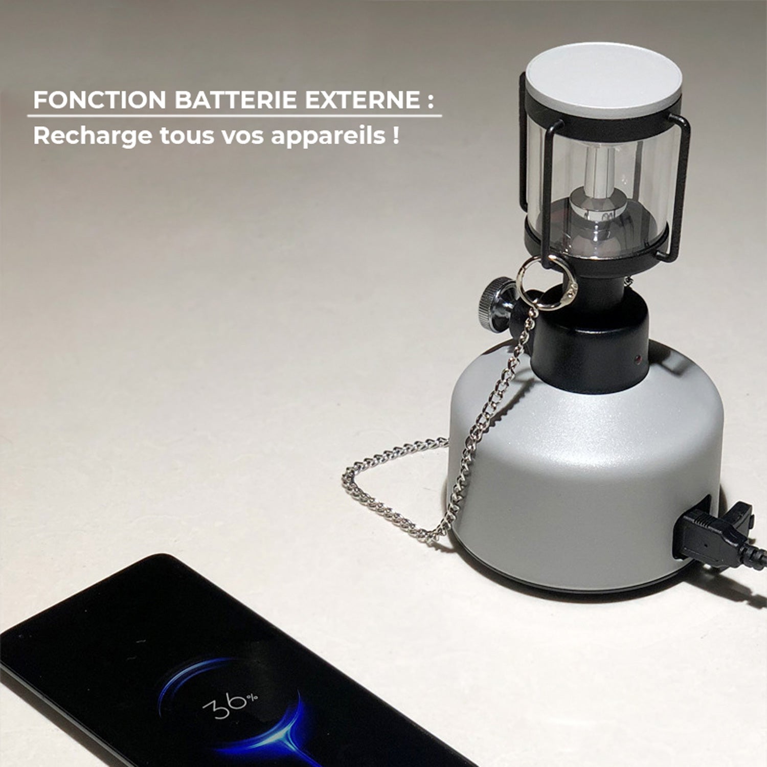 Lovork Mistral lanterna LED nera 50 ore soffio