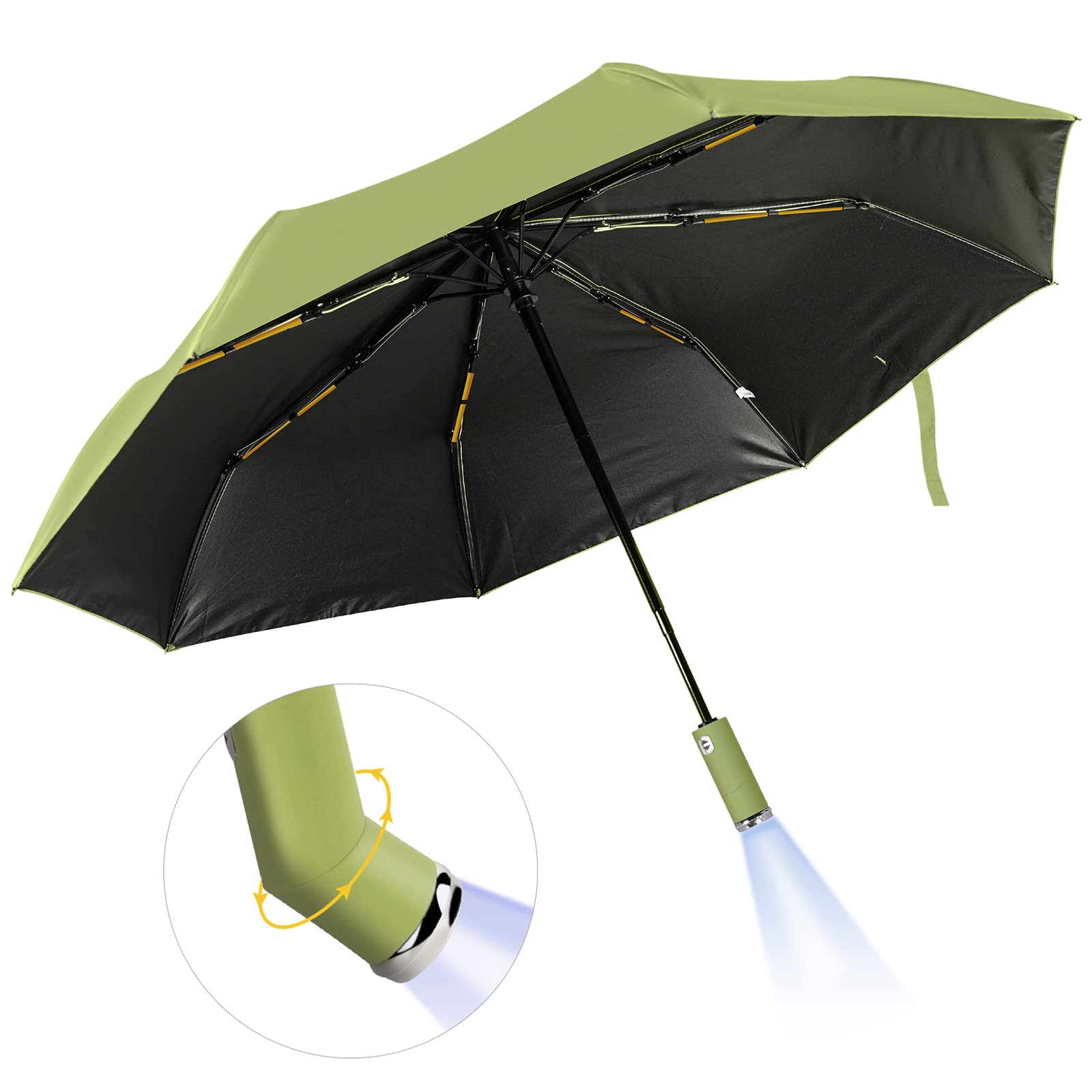 LAMA ombrello pieghevole automatico 10 stecche con LED antivento