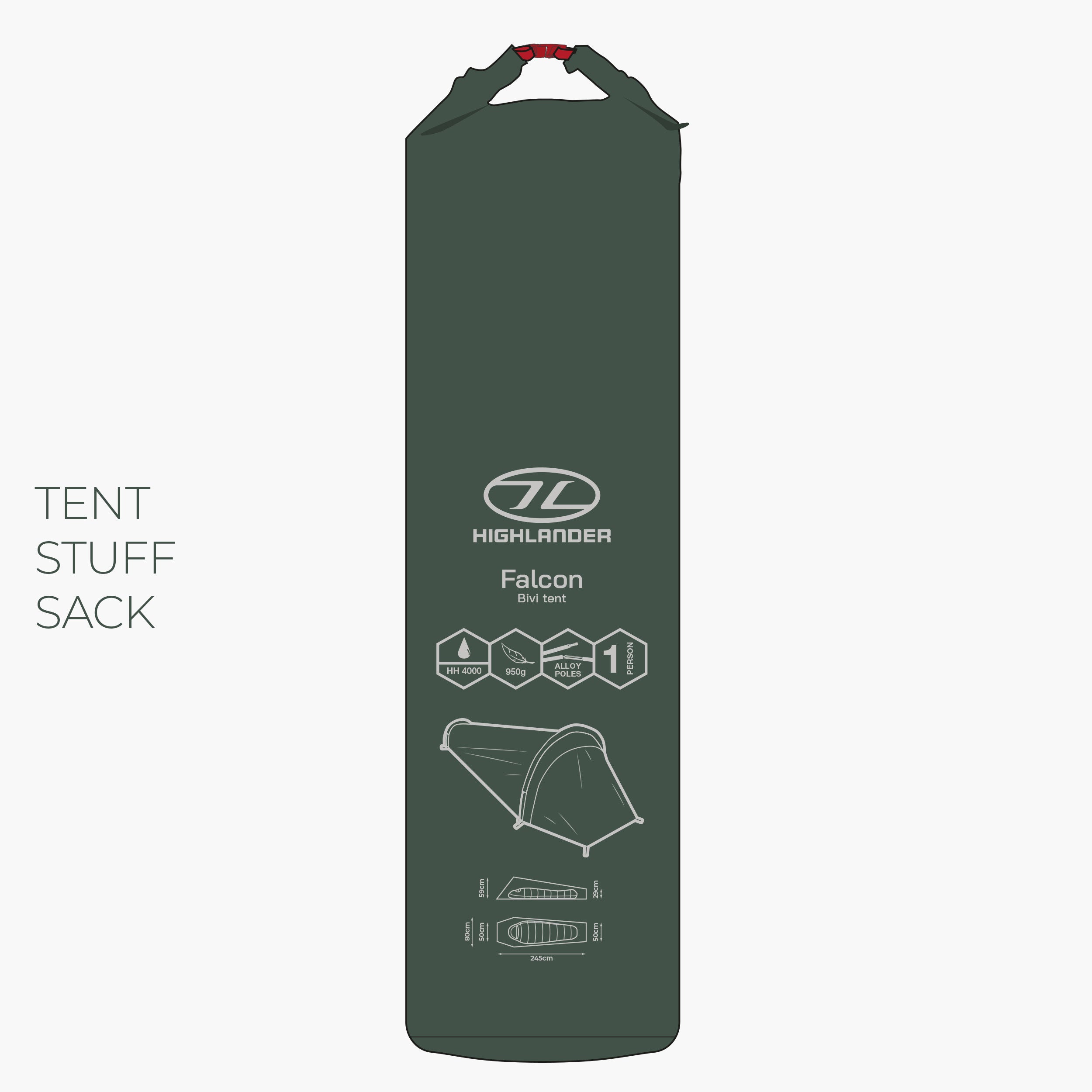 Highlander Falcon tenda bivi 1 posto verde pino
