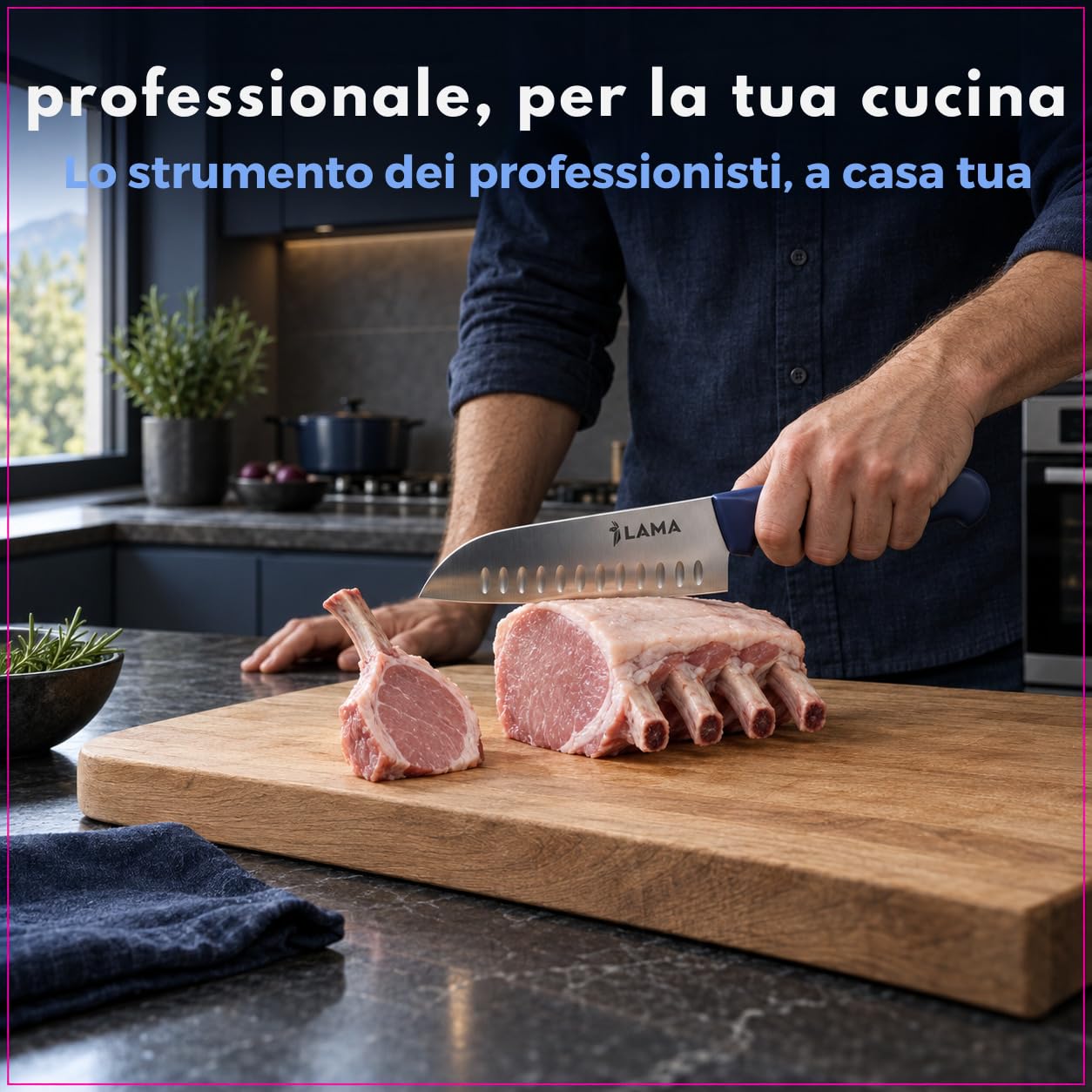 Lama Indaco 18 cm coltello santoku giapponese acciaio