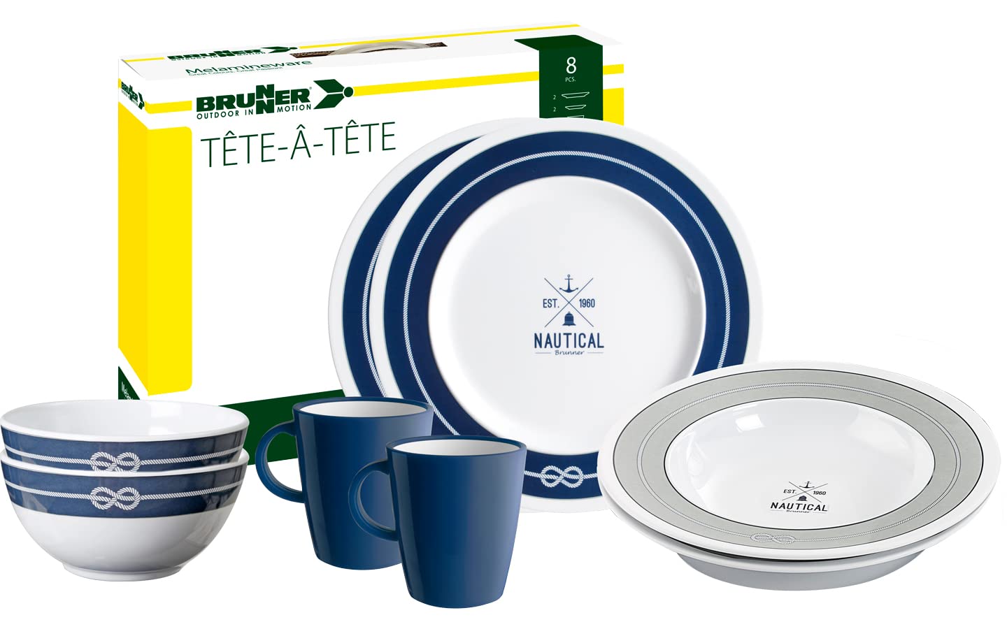 Brunner Nautical 0830143N.C8S set stoviglie 8 pezzi melamina