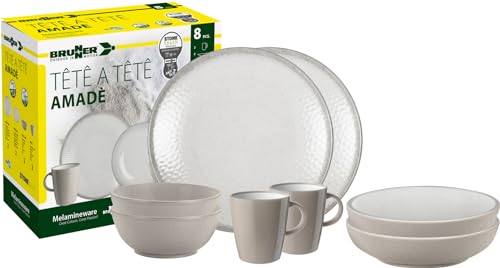 Brunner Tête-à-Tête Amadè set piatti campeggio 8 pezzi antiscivolo