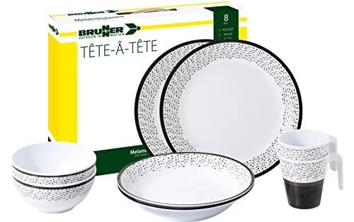 Brunner Tête-à-Tête Pralin set piatti campeggio 2 persone 8 pezzi antiscivolo