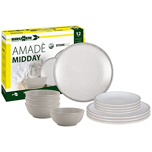 Brunner Midday Amadè set piatti campeggio 4 persone 12 pezzi antiscivolo