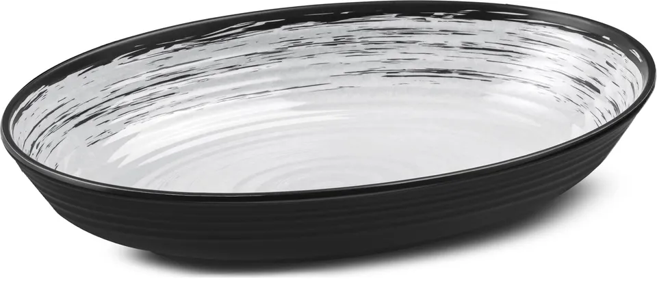 Brunner Granada ciotola ovale melamina 33x23 cm nero-bianco