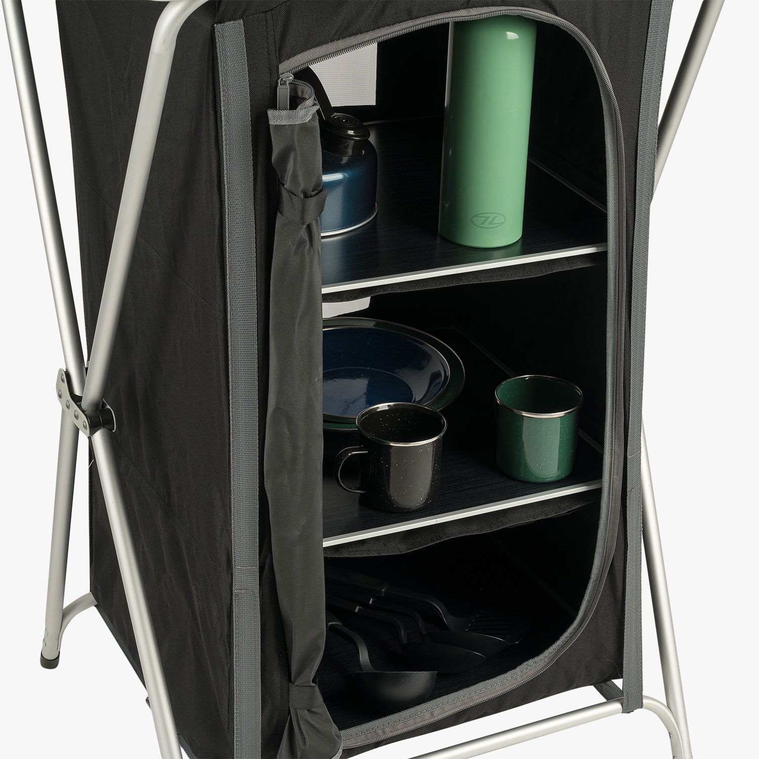 Highlander mobiletto campeggio pieghevole 3 ripiani grigio