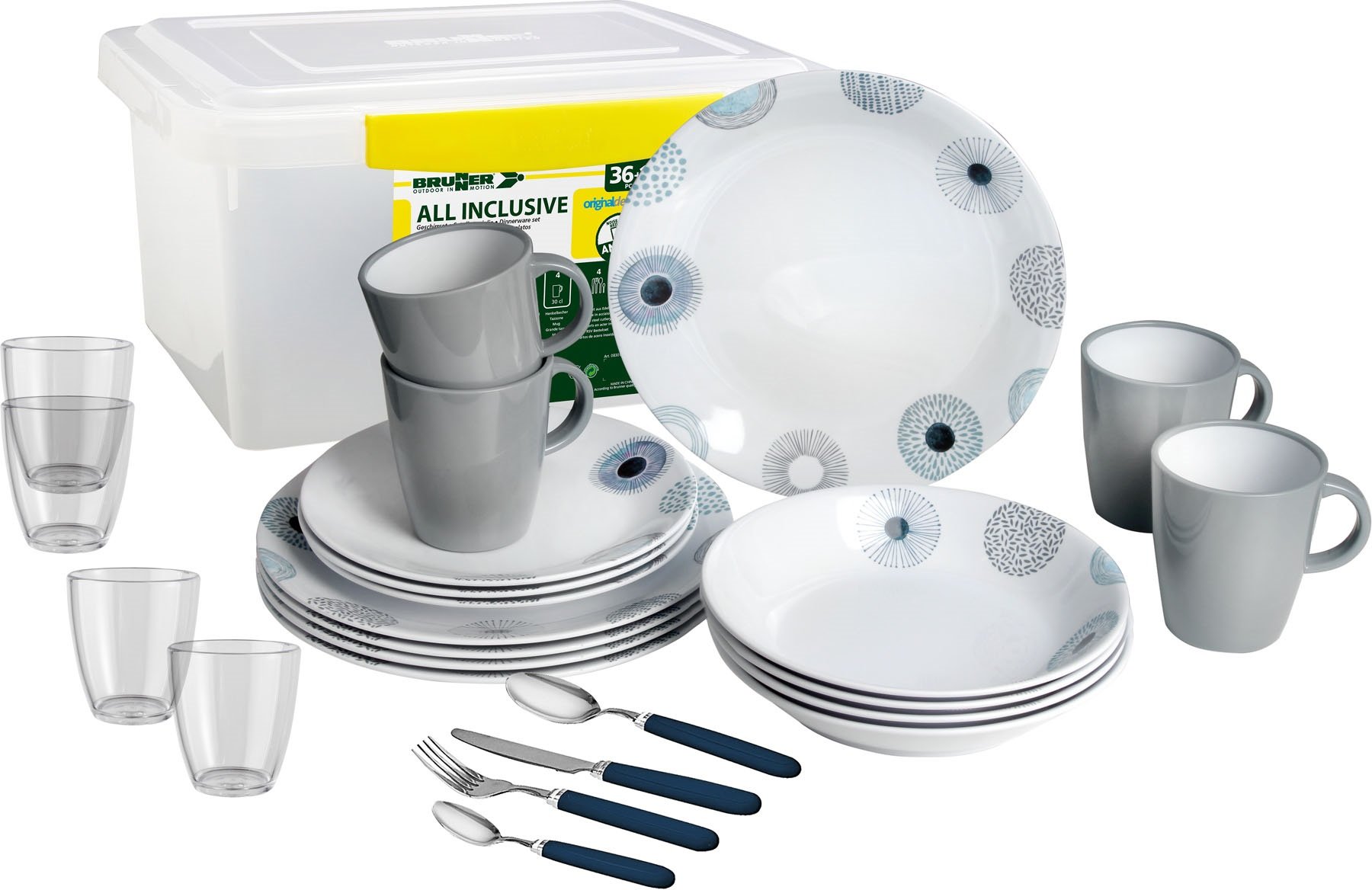 Brunner Deep Sea set stoviglie melamina 36 pezzi antiscivolo
