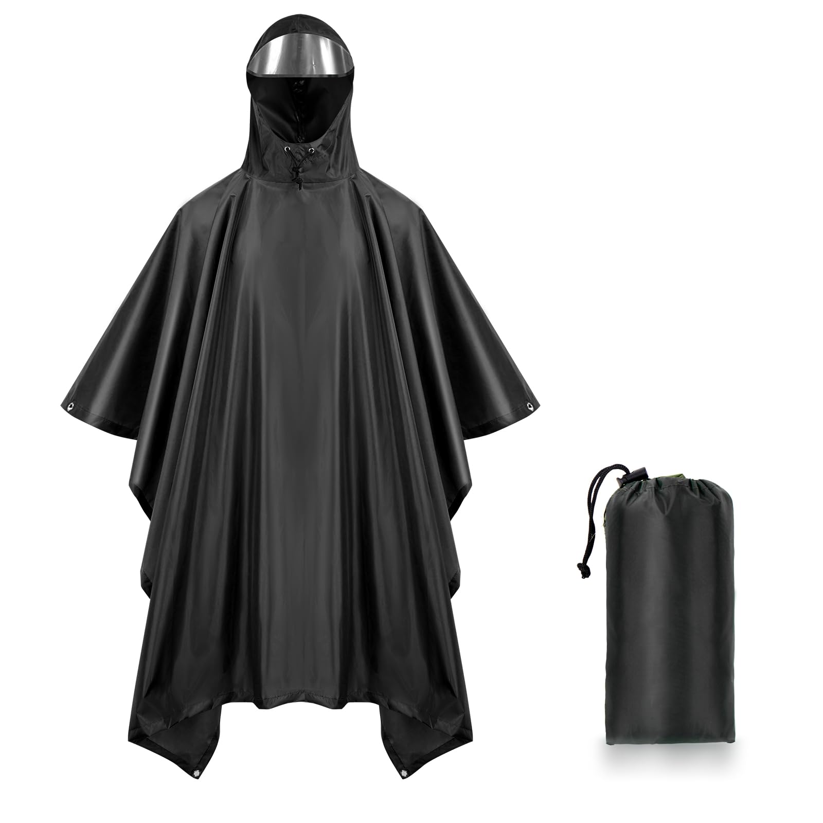 Lama poncho impermeabile verde tesa trasparente
