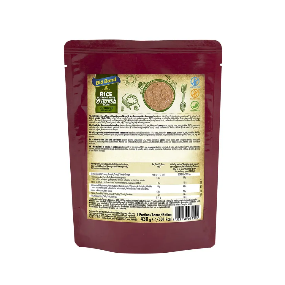 Blå Band Rice Pudding Cannella pasto pronto 430g energetico