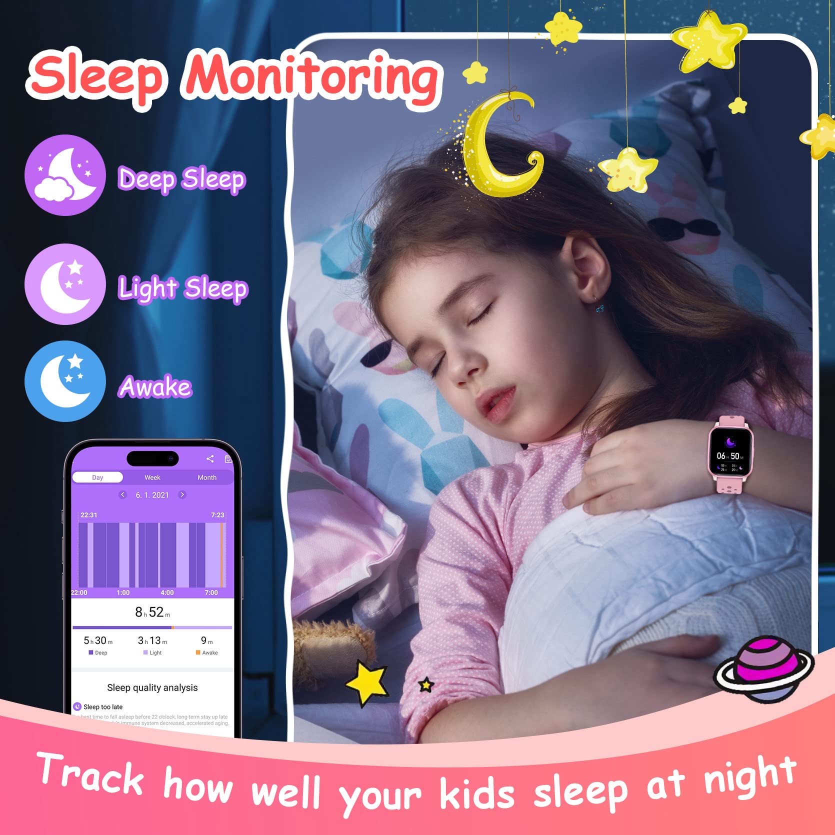 LAMA smartwatch bambini 1,4 pollici rosa IP68