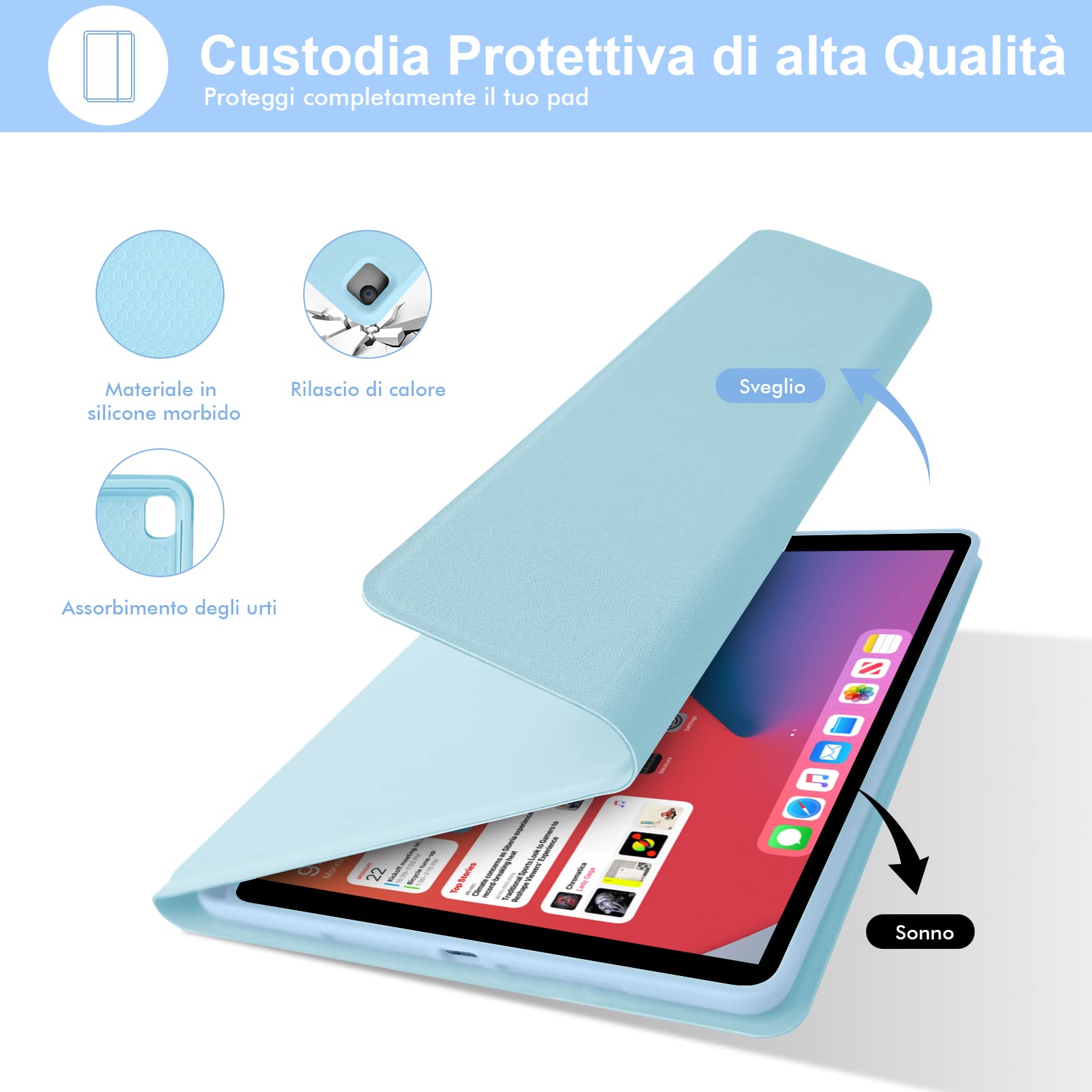 LAMA 10,9 11 custodia tastiera iPad QWERTY italiana wireless