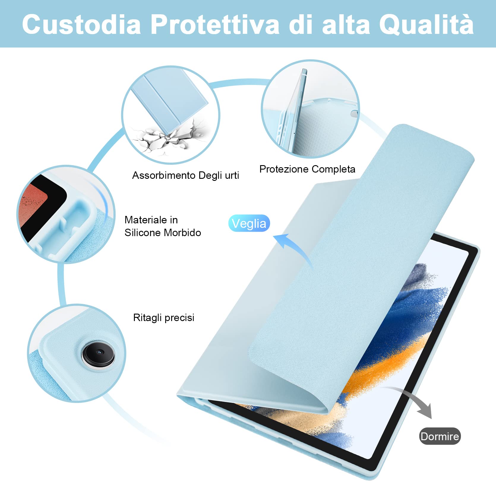 LAMA custodia tastiera Galaxy Tab A8 10,5 blu