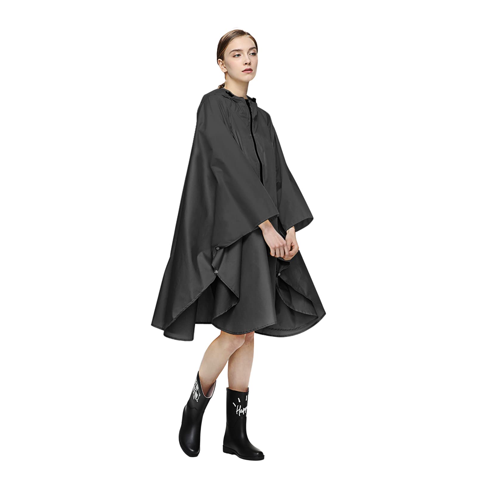 LAMA poncho antipioggia plaid verde con cappuccio