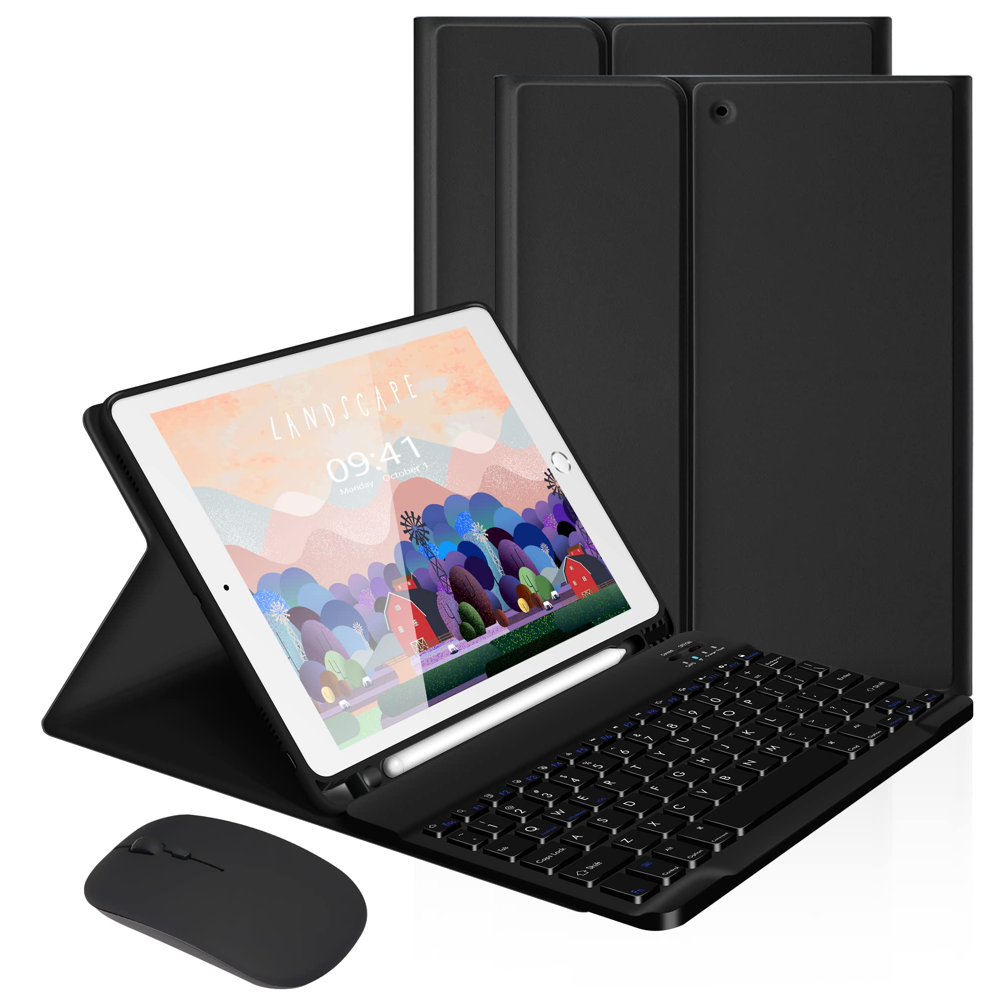 LAMA Custodia Tastiera iPad 10,2 10,5 Pollici con Mouse Nero