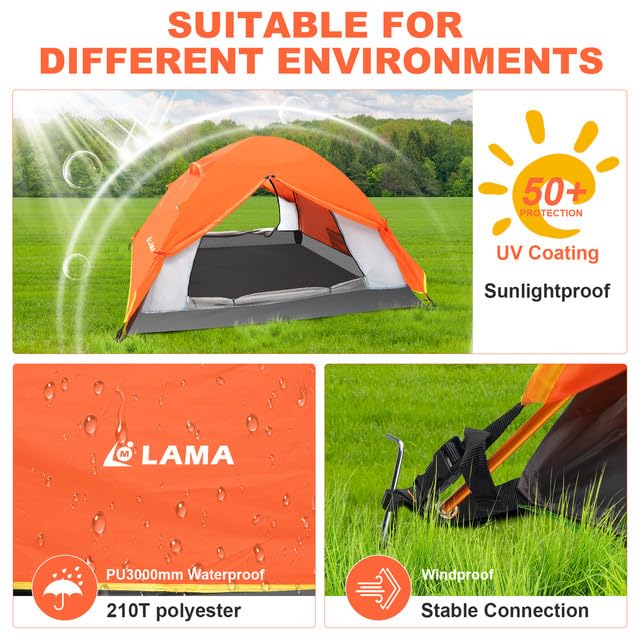 LAMA Tenda Campeggio 2 Posti 210x145 Doppio Strato