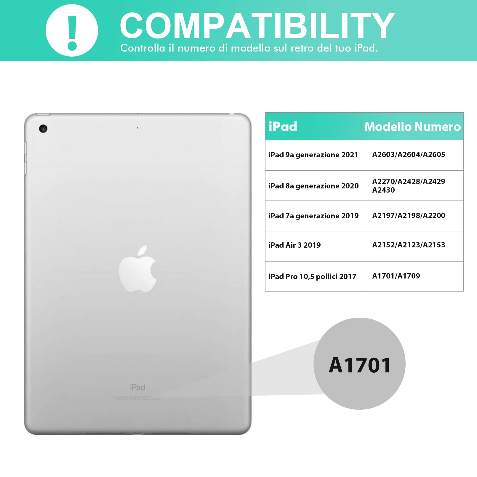LAMA Custodia con tastiera iPad 10.2/10.5 QWERTY italiana