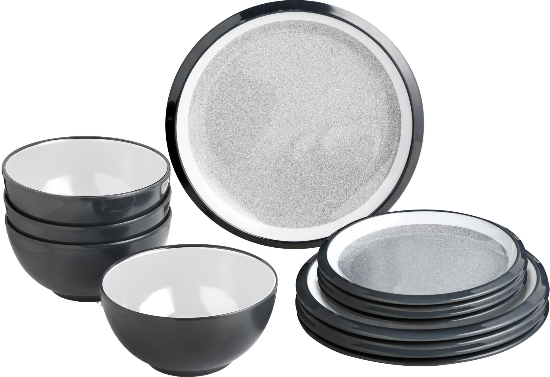 Brunner Midday Granyte set piatti melamina grigio antiscivolo