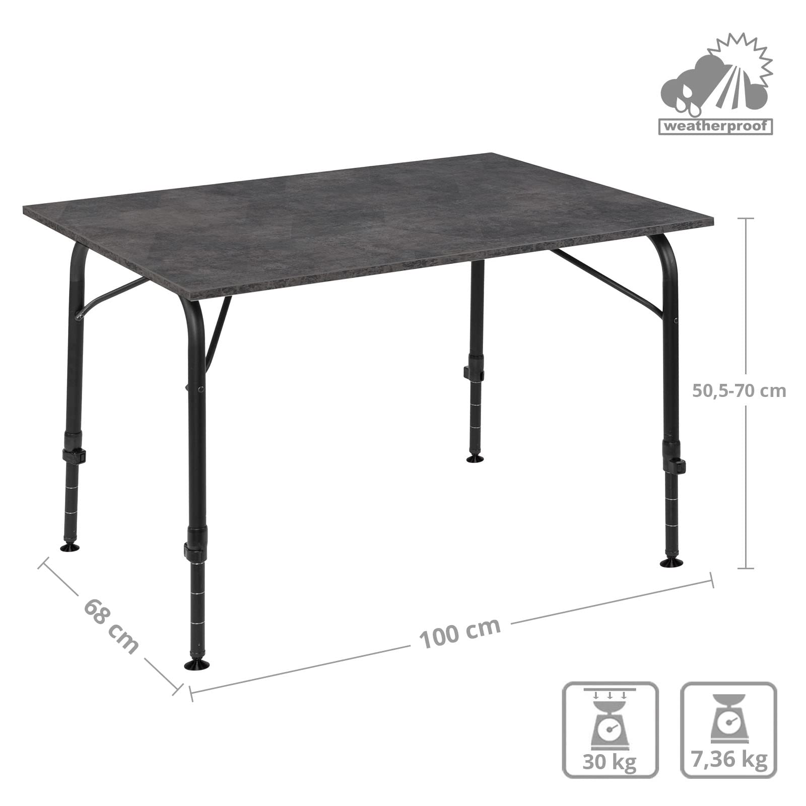 Brunner Exterio 100 Tavolo Campeggio 100x68 Exteriolit