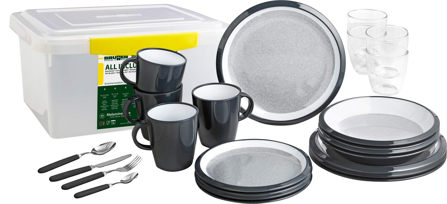 Brunner Granyte Set Stoviglie Melamina 36 Pezzi Antislip