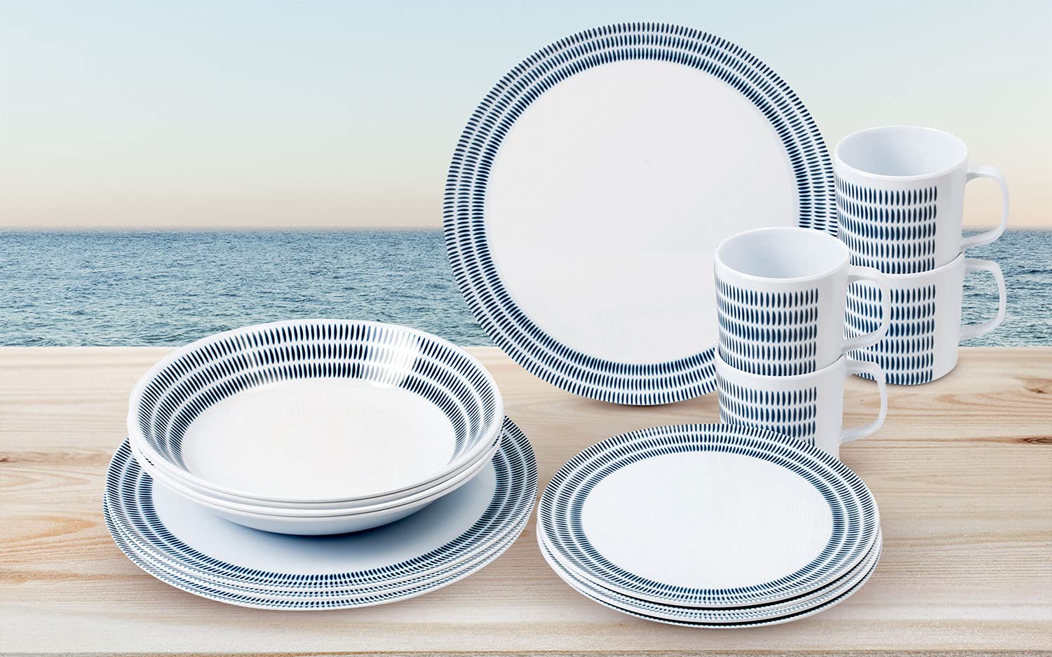 Brunner Bluebay set stoviglie melamina 16 pezzi 4 persone