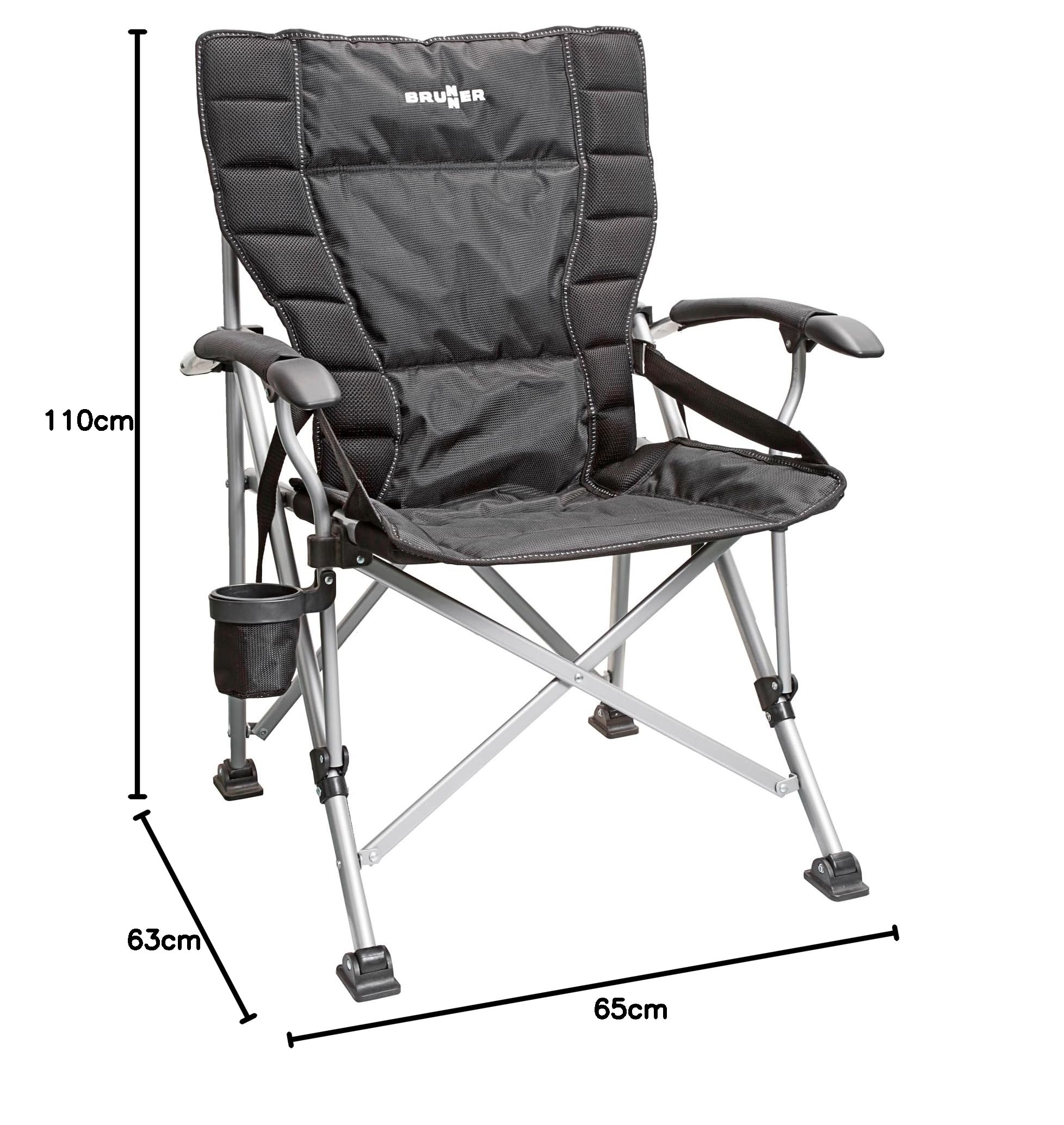 Brunner Raptor XL sedia campeggio nero grigio 150 kg