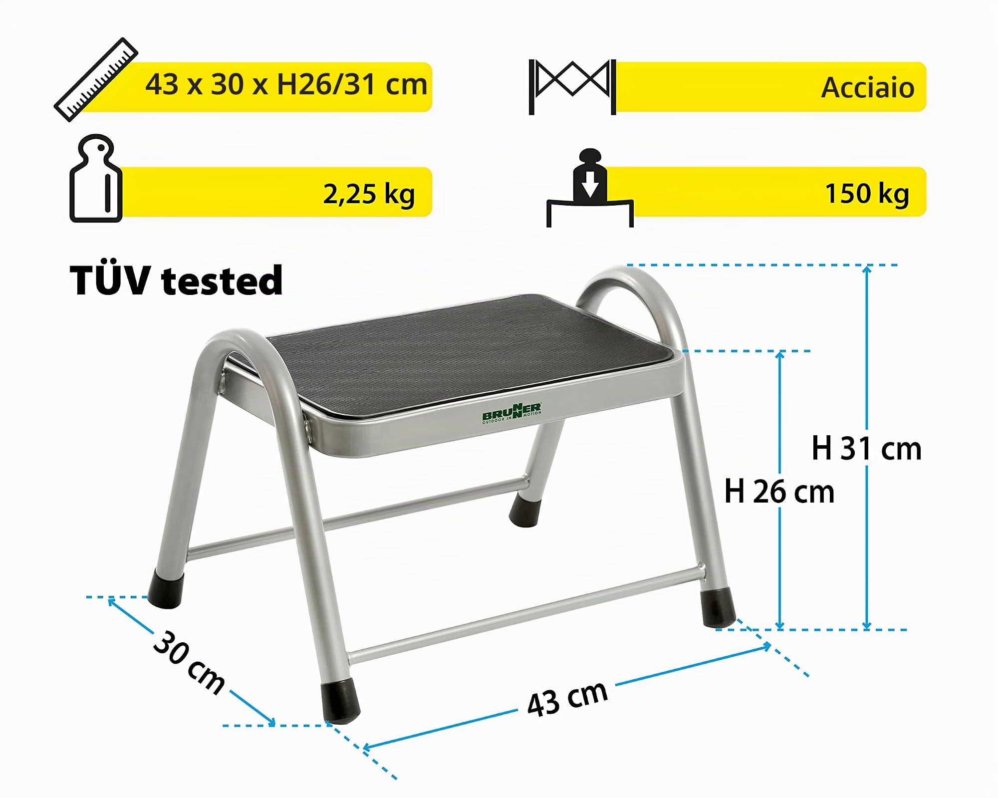 Brunner King Step Gradino Camper Acciaio 150 kg