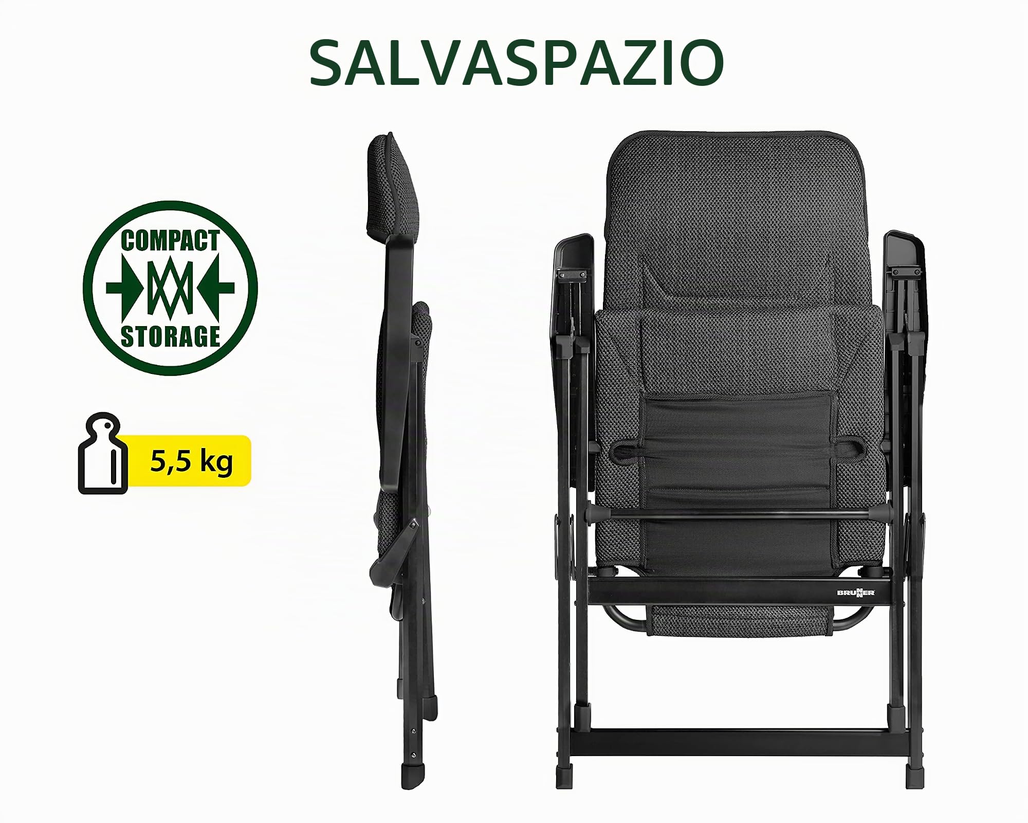 Brunner Rebel Pro Small Sedia Campeggio Pieghevole Nera