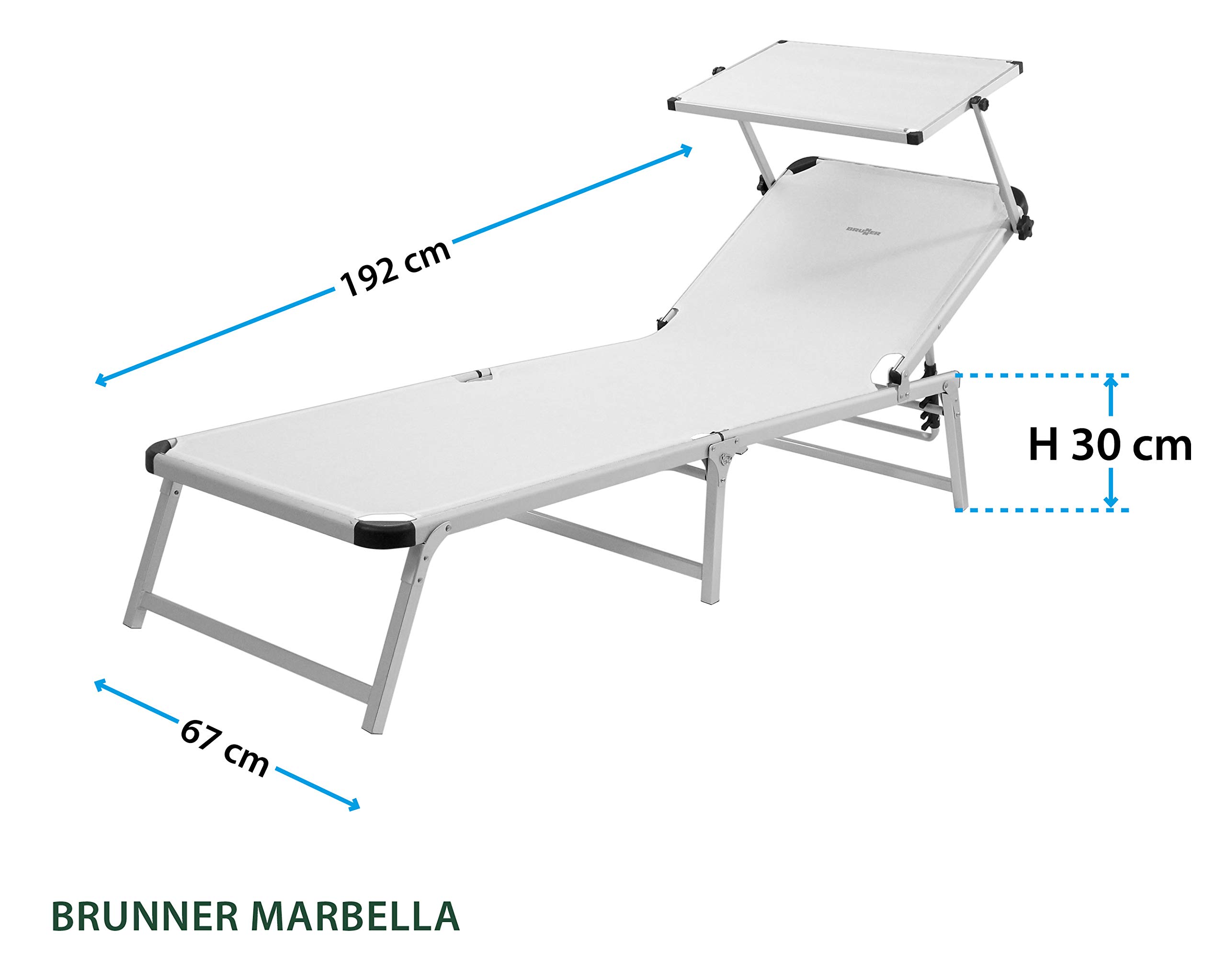 Brunner Marbella 0410012N lettino sole bianco con parasole