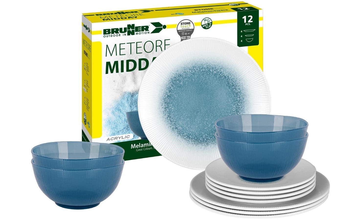 Brunner Midday 0830148N.C1X Meteor Azur set stoviglie 4 persone
