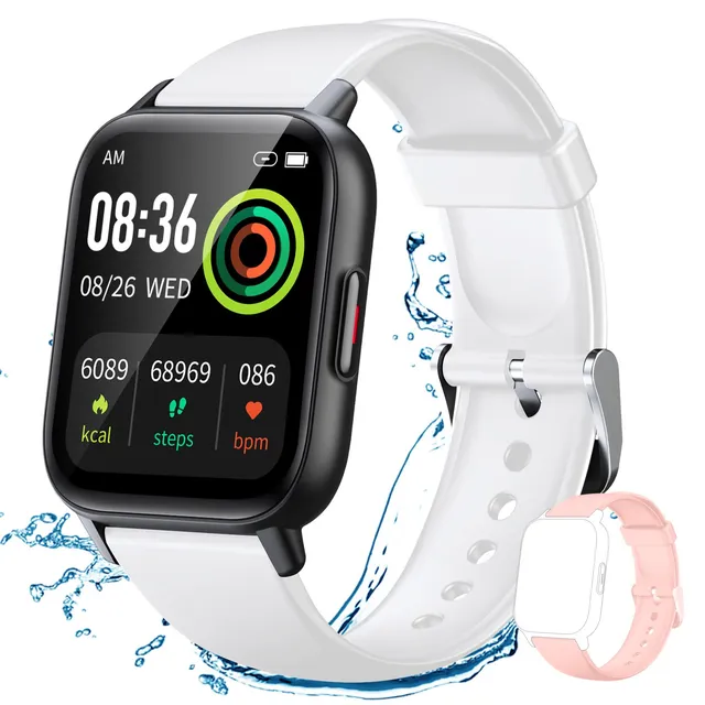 LAMA Smartwatch Fitness 1.7" Bianco Rosa Cardio IP67