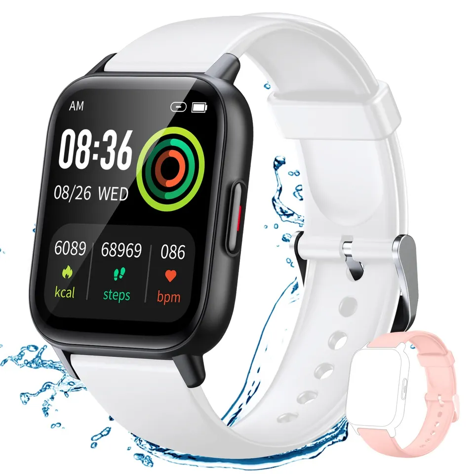 LAMA Smartwatch Fitness 1.7" Bianco Rosa Cardio IP67