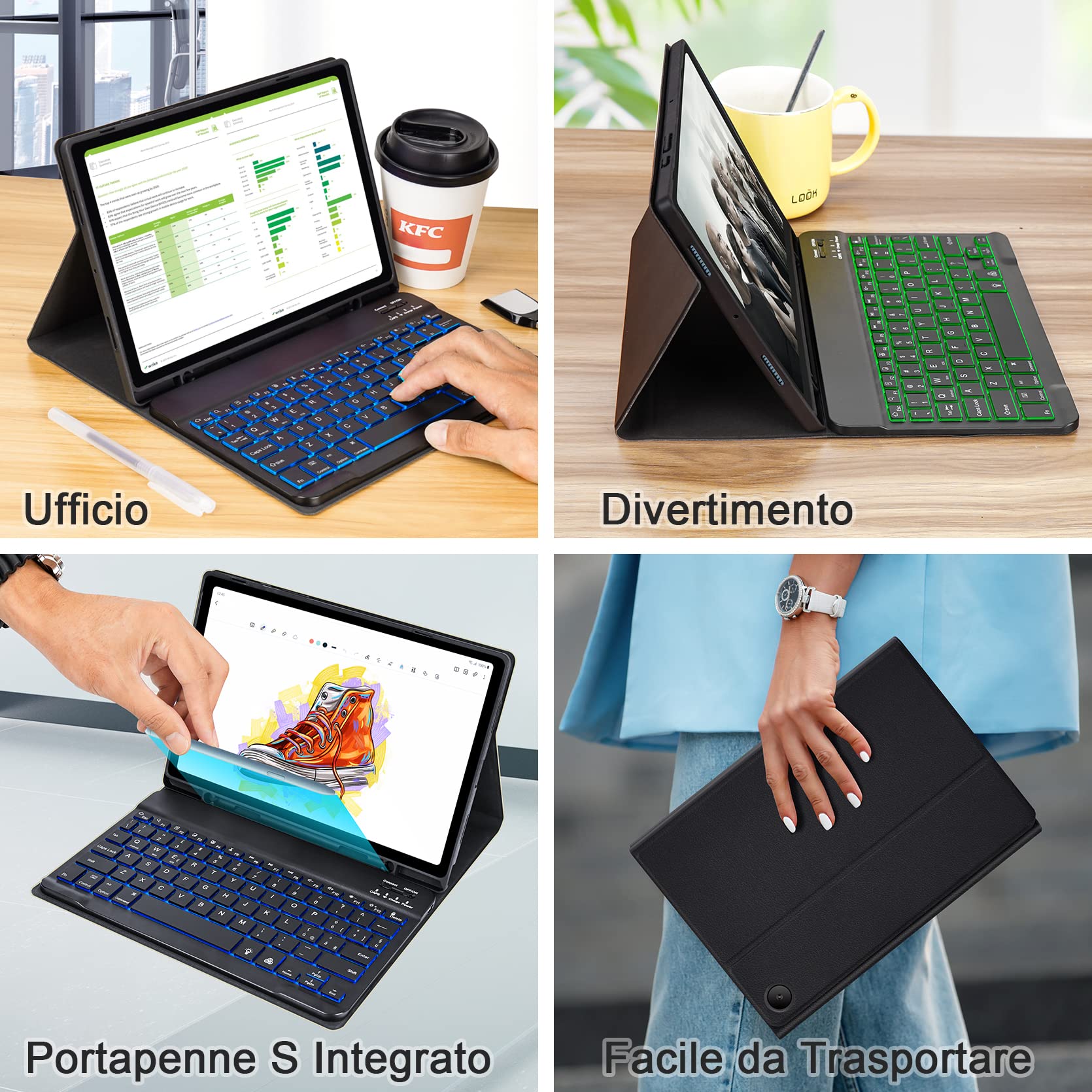 LAMA S6 Lite custodia tastiera retroilluminata nera