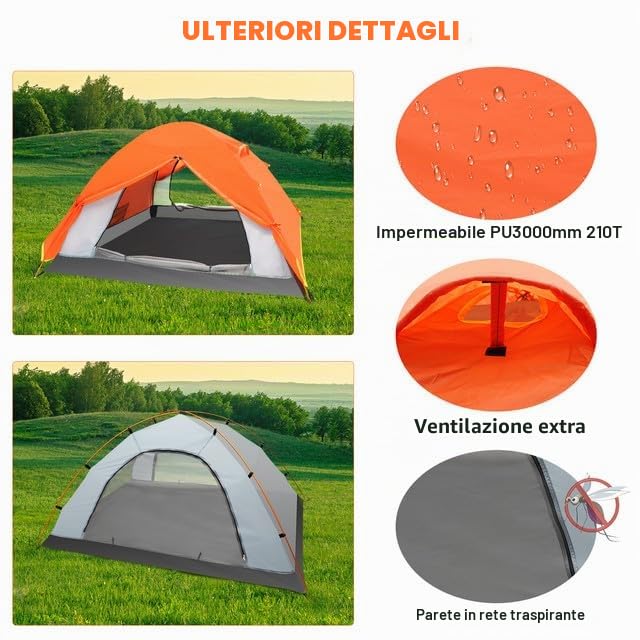 LAMA Tenda Campeggio 2 Posti 210x145 Doppio Strato