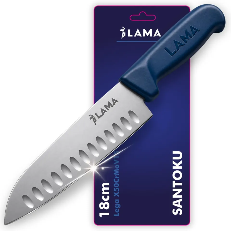 Lama Indaco 18 cm coltello santoku giapponese acciaio