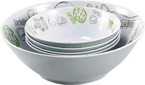Brunner Pasta & Salad Set Ciotole 5 Pezzi Melamina