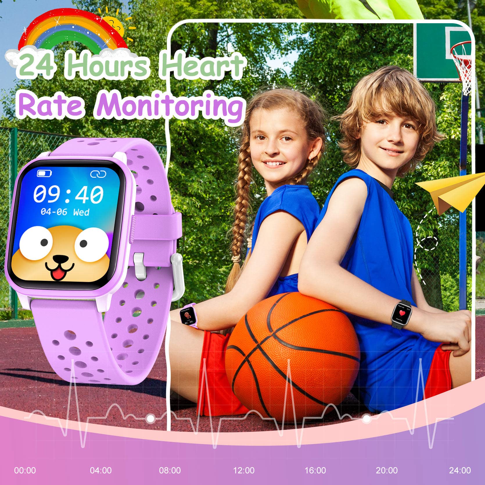 LAMA smartwatch bambini 1,4 pollici viola IP68