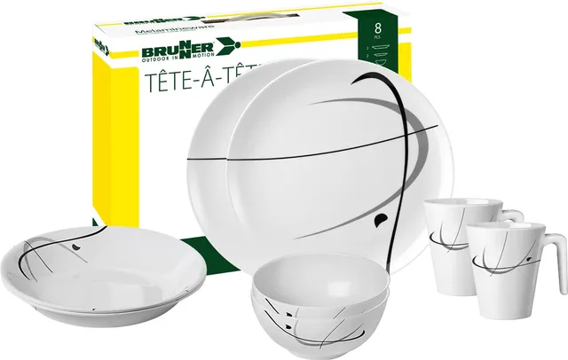 Brunner Tête-à-Tête Serenade set piatti campeggio 8 pezzi antiscivolo
